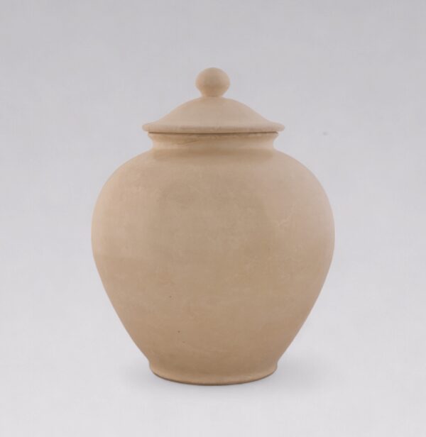 A creamy white-glazed stoneware jar and cover (Tang dynasty, AD 618-907)