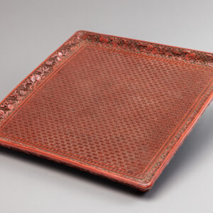 A rare carved cinnabar lacquer square tray (Qianlong period, 1735-1796)